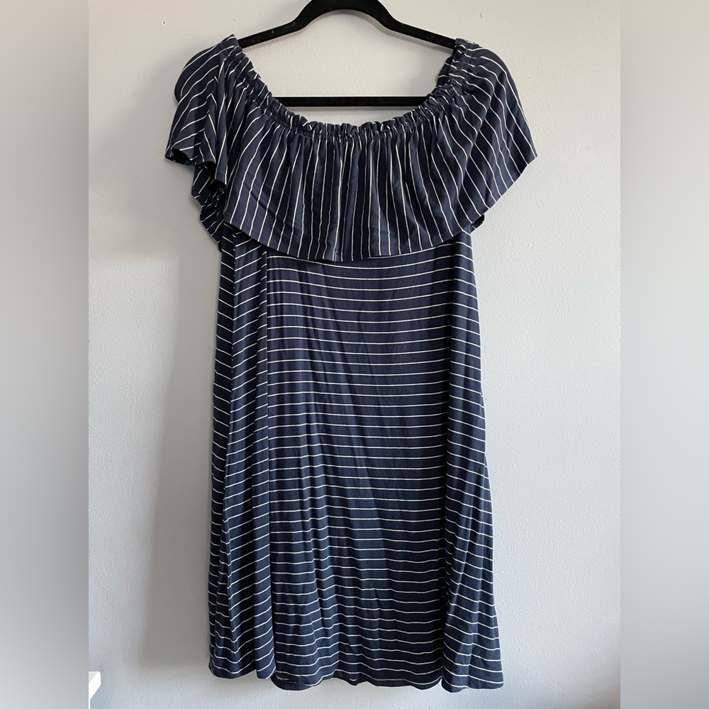 Abercrombie and Fitch Striped Off the Shoulder Dress